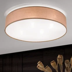 Loftlamper ^ ORION Ufo loftlampe med linnedskærm, brun