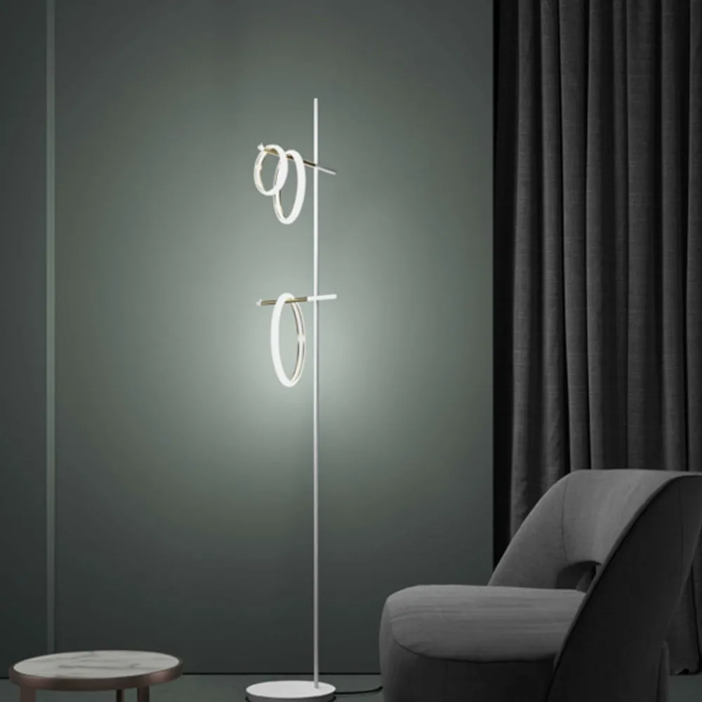 Marchetti Gulvlamper|Gulvlamper > Ulaop LED-gulvlampe, tre ringe, hvid