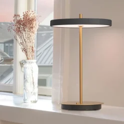 UMAGE Bordlamper > LED-bordlampe med batteri Asteria Move antracit/messing 31 cm
