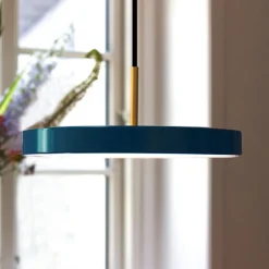 UMAGE Pendellamper > LED-hængelampe Asteria Mini, petrol/messing, Ø 31 cm