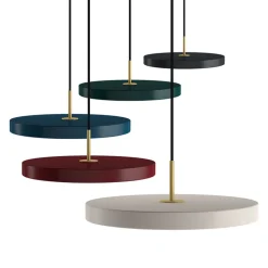 UMAGE Pendellamper > LED-hængelampe Asteria Mini, petrol/messing, Ø 31 cm