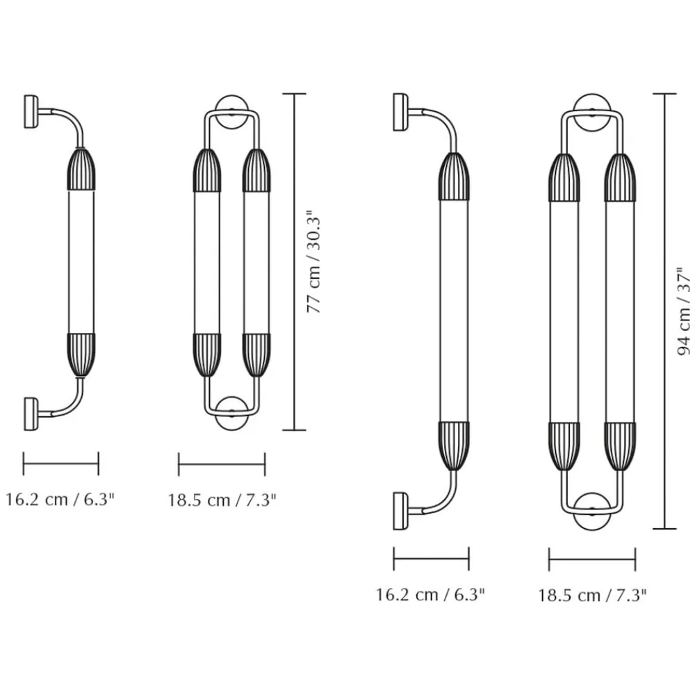 Væglamper|Væglamper ^ UMAGE væglampe Lemon Squeeze 2 lyskilder, længde 77 cm, messing