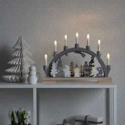 Dekorationsbelysning|Julepynt ^ Konstsmide Christmas Vandrer i Skoven LED-adventsstage med dyr, træ