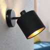 Væglamper|Spotlights ^ Lindby Vasilia væglampe i sort og guld, 1 lyskilde.