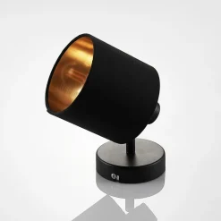 Væglamper|Spotlights ^ Lindby Vasilia væglampe i sort og guld, 1 lyskilde.