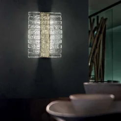 Masiero Væglamper > Vegas LED-væglampe, lodret, højde 38 cm, krystalglas
