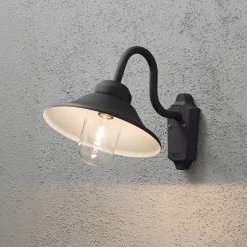 Væglamper ^ Konstsmide Vega udendørs væglampe, bredde 29,5 cm, sort