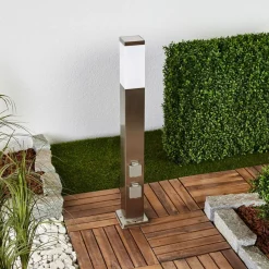 G & L Handels GmbH Gadebelysning > Vejlampe 400166, stål med 2 stikkontakter