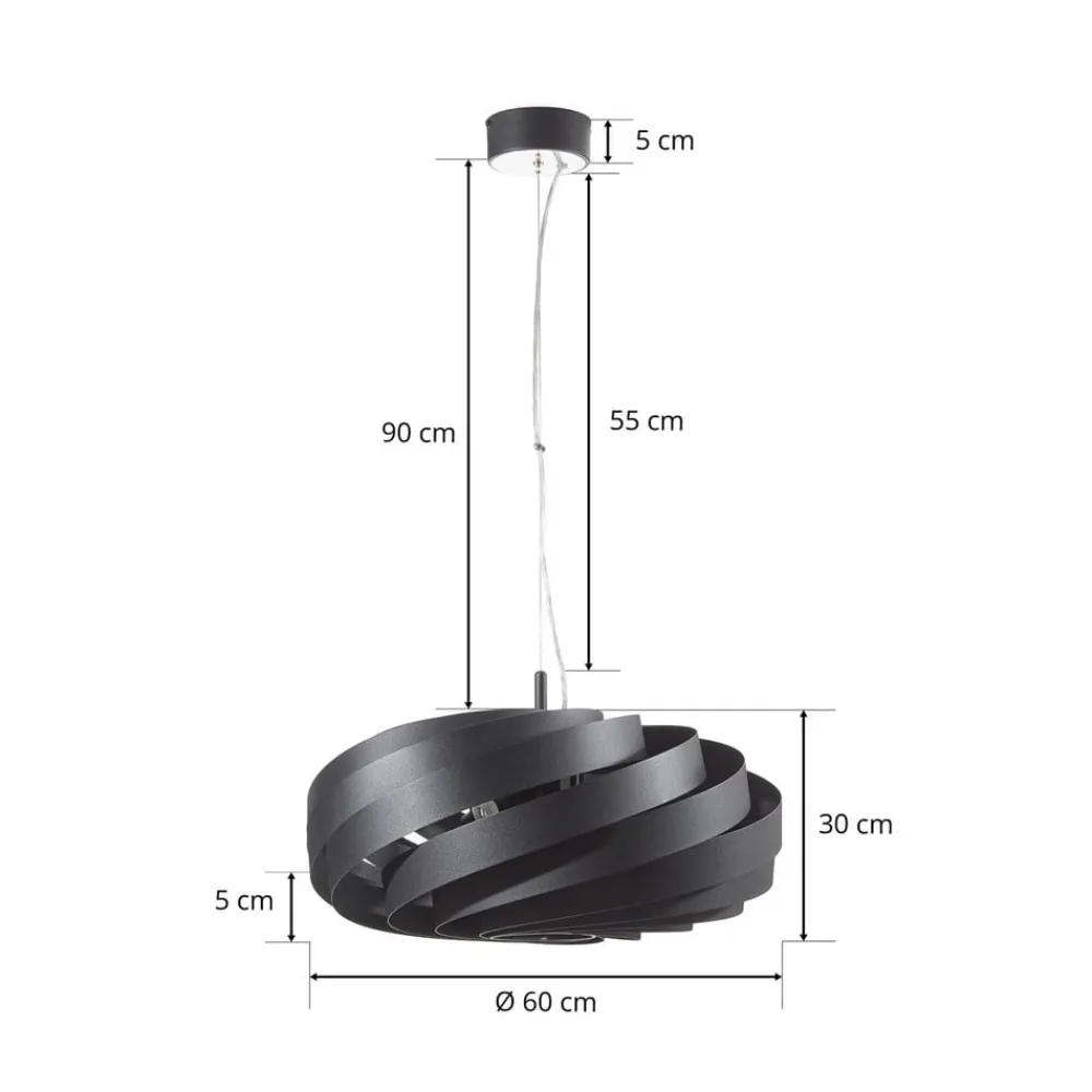 Pendellamper|Gang ^ Domiluce Vento-pendel, sort, Ø 60 cm, metal, E27