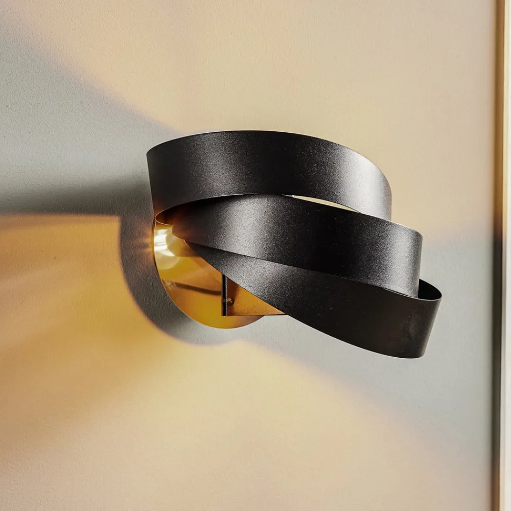 Domiluce Væglamper > Vento væglampe, sort, E14, metal, 14 cm høj