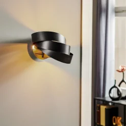 Domiluce Væglamper > Vento væglampe, sort, E14, metal, 14 cm høj