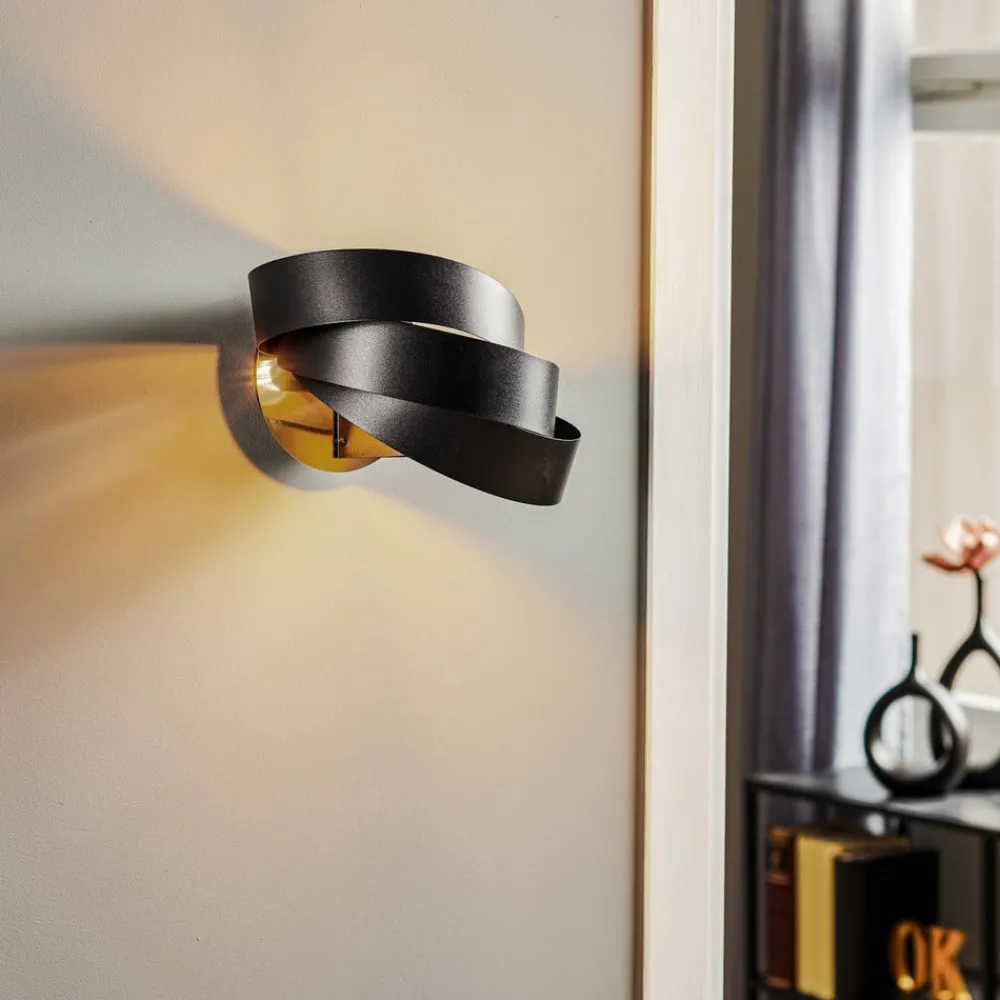 Domiluce Væglamper > Vento væglampe, sort, E14, metal, 14 cm høj