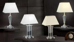 Bordlamper ^ ORION Veronique bordlampe, bred fod, creme/guld