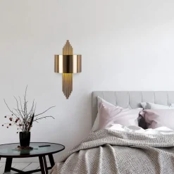 Opviq Væglamper > Væglampe 619-A, antik guldfarve, metal, højde 75 cm