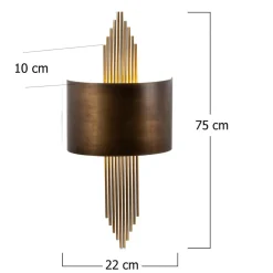 Opviq Væglamper > Væglampe 619-A, antik guldfarve, metal, højde 75 cm