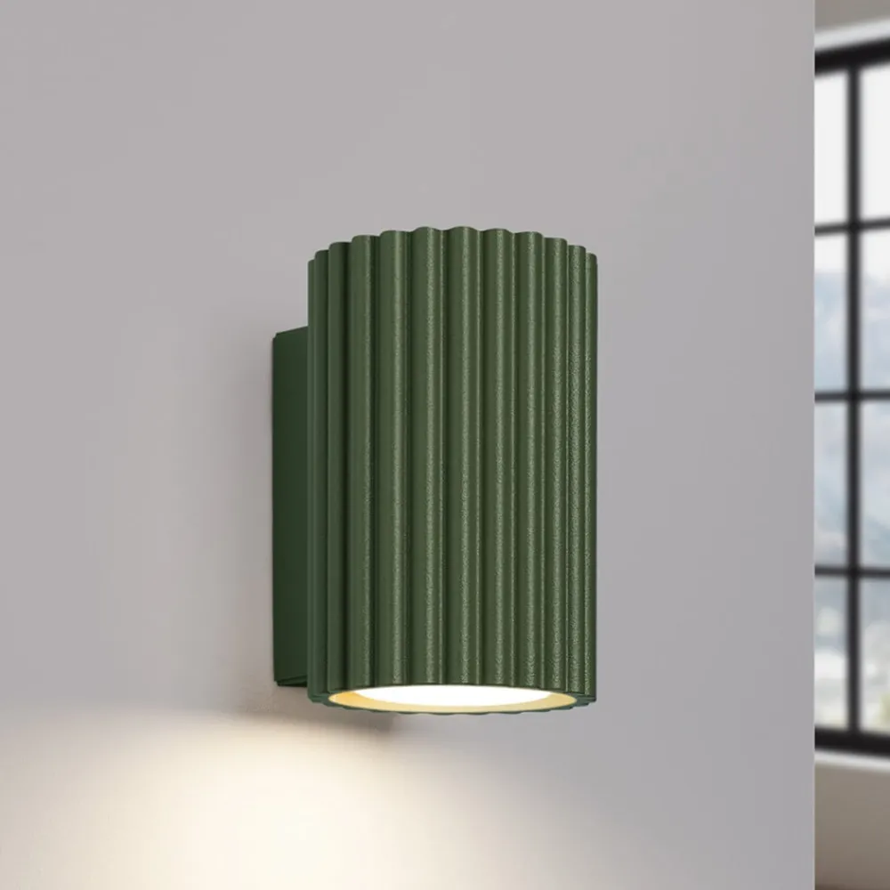 SOLLUX LIGHTING Væglamper|Væglamper > Væglampe ALORA, højde 10 cm, olivengrøn, metal, 1 x GU10