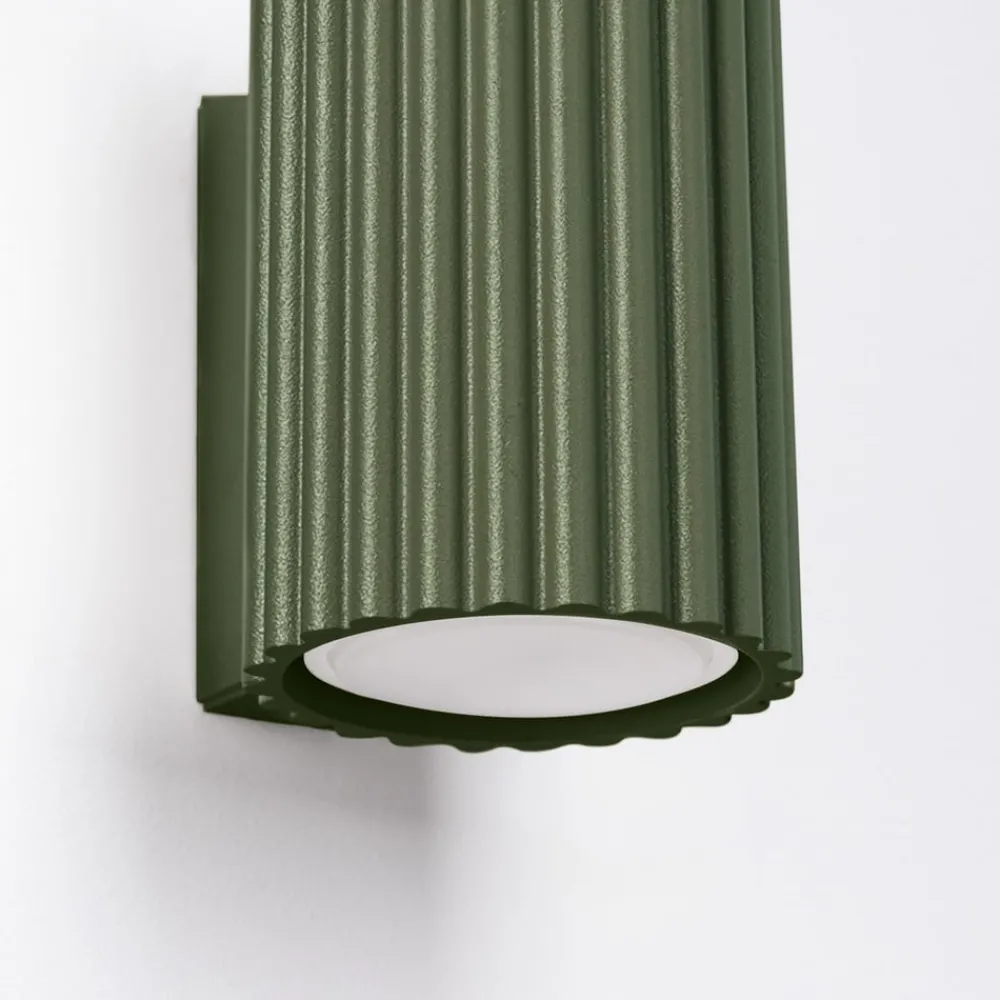SOLLUX LIGHTING Væglamper|Væglamper > Væglampe ALORA, højde 10 cm, olivengrøn, metal, 1 x GU10