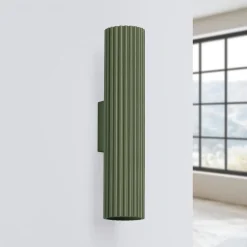 SOLLUX LIGHTING Gang|Væglamper > Væglampe ALORA, højde 30 cm, olivengrøn, metal, 2 x GU10