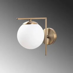 Opviq Væglamper|Væglamper > Væglampe 7141-Antique, antik guldfarve, opalglas Ø 10 cm