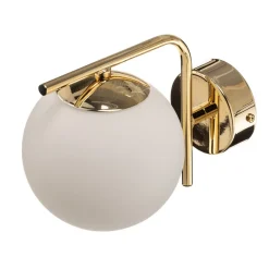 Domiluce Gang|Pendellamper > Væglampe Aurora, guldfarvet, glas, 17 cm høj, kugle, E14