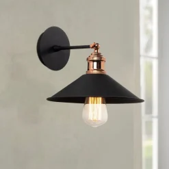 Væglamper ^ Opviq Væglampe Berceste N-663, sort/kobber, jern, Ø 24 cm