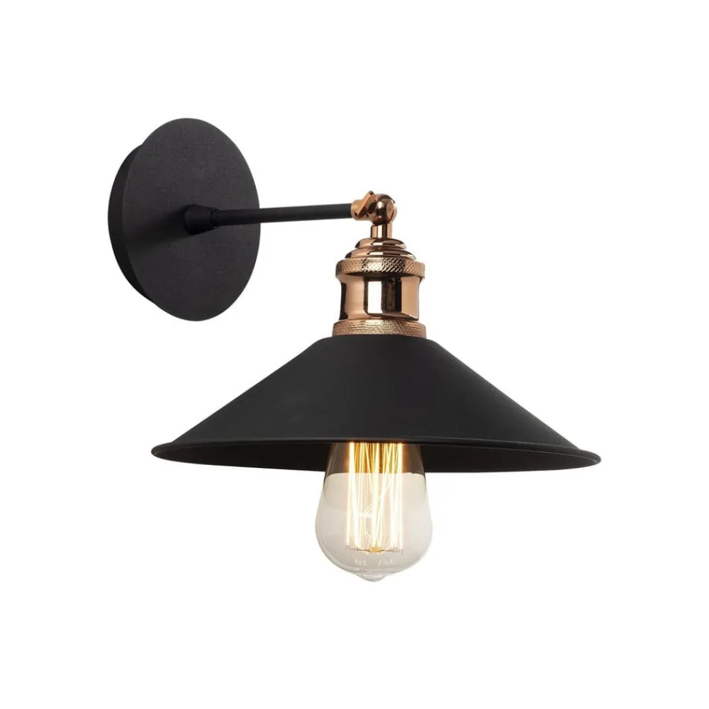 Væglamper ^ Opviq Væglampe Berceste N-663, sort/kobber, jern, Ø 24 cm