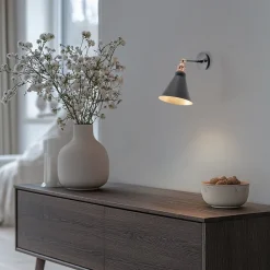 Væglamper|Væglamper ^ Opviq Væglampe Berceste, sort/guld, metal, højde 29 cm