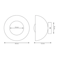 Væglamper|Væglamper ^ EMIBIG LIGHTING Væglampe Bibi K1, grå, stål/glas, Ø 18 cm