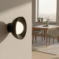 EMIBIG LIGHTING Væglamper|Væglamper > Væglampe Bibi K1, sort, stål/glas, Ø 18 cm