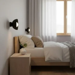 EMIBIG LIGHTING Væglamper|Væglamper > Væglampe Bibi K1, sort, stål/glas, Ø 18 cm