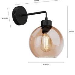 TK Lighting Væglamper > Væglampe Cubus, sort/rav, glas, Ø 18 cm, E27