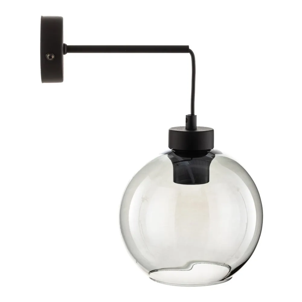 Væglamper ^ TK Lighting Væglampe Cubus, sort/røggrå, glas, 30 cm høj, E27