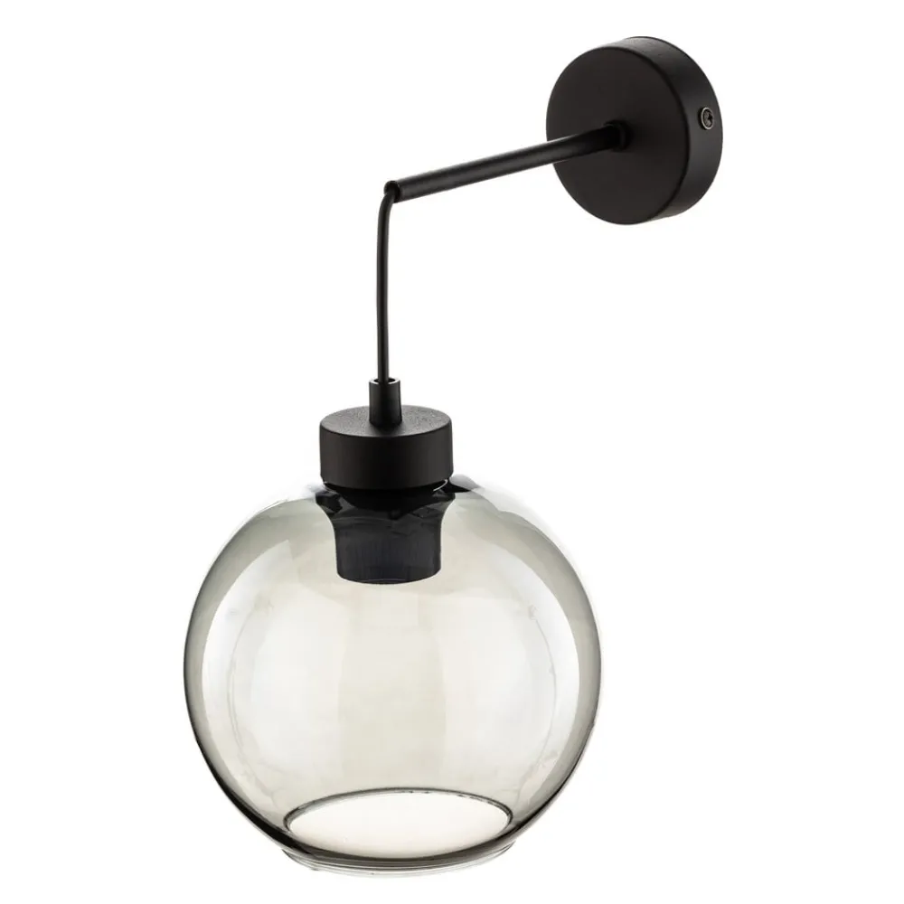 Væglamper ^ TK Lighting Væglampe Cubus, sort/røggrå, glas, 30 cm høj, E27