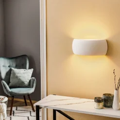 SOLLUX LIGHTING Væglamper|Væglamper > Væglampe Curve op/ned i hvid keramik