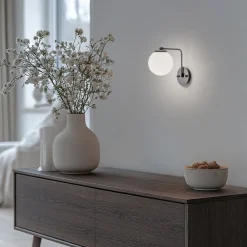 Opviq Væglamper|Væglamper > Væglampe Daisy, sort, glas, højde 22 cm, E27