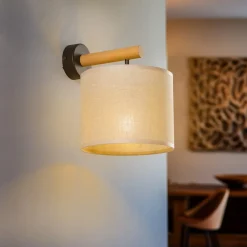 Væglamper ^ TK Lighting Væglampe Deva Nature, tekstil, træ