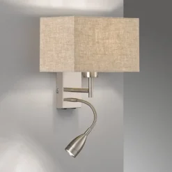 Væglamper|Væglamper ^ FISCHER & HONSEL Væglampe Dream læselampe, linned sand/nikkel