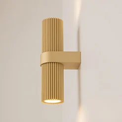 Væglamper ^ Maytoni Væglampe DYNAMICS, guldfarvet, højde 23 cm, metal op/ned
