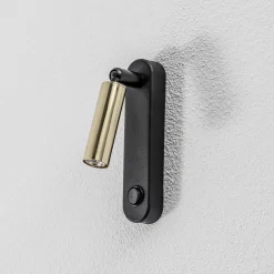 Væglamper ^ TK Lighting Væglampe Enzo Long, sort-guld, 22 cm, justerbar, G9