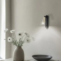 Væglamper ^ TK Lighting Væglampe Enzo Long, sort-guld, 22 cm, justerbar, G9