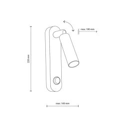 Væglamper ^ TK Lighting Væglampe Enzo Long, sort-guld, 22 cm, justerbar, G9