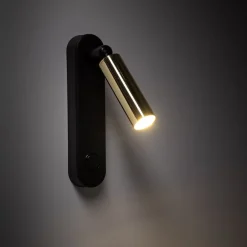 Væglamper ^ TK Lighting Væglampe Enzo Long, sort-guld, 22 cm, justerbar, G9