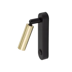 Væglamper ^ TK Lighting Væglampe Enzo Long, sort-guld, 22 cm, justerbar, G9