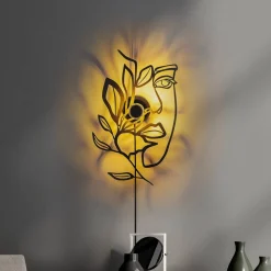 Opviq Gang|Væglamper > Væglampe Flower Faced, sort, metal, 54 x 34 cm, stik