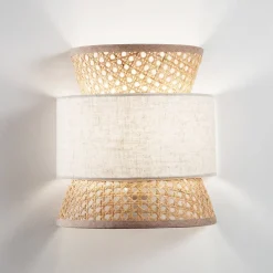 Luce Ambiente Design Væglamper > Væglampe Gazebo, natur/beige, bredde 24 cm, rattan/stof