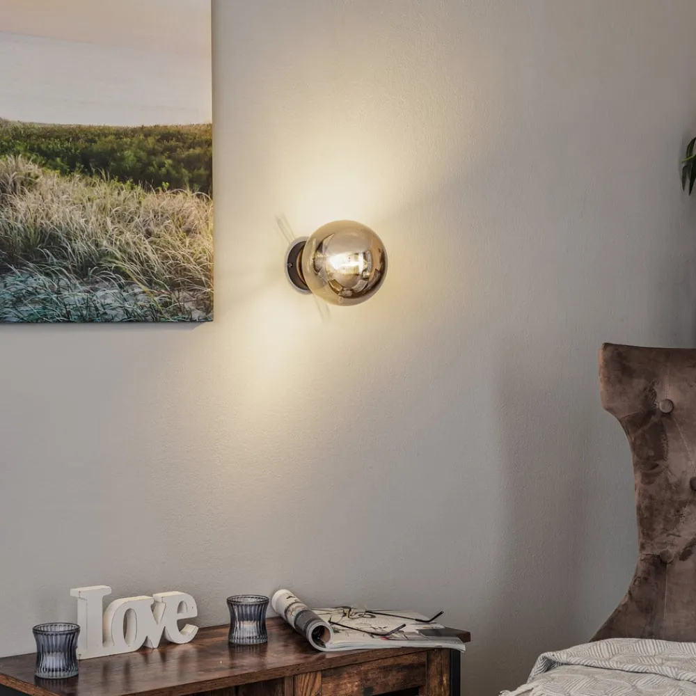 EMIBIG LIGHTING Væglamper|Væglamper > Væglampe Glassy, sort, grafit, glas, E14, Ø 14 cm