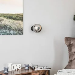 EMIBIG LIGHTING Væglamper|Væglamper > Væglampe Glassy, sort, grafit, glas, E14, Ø 14 cm