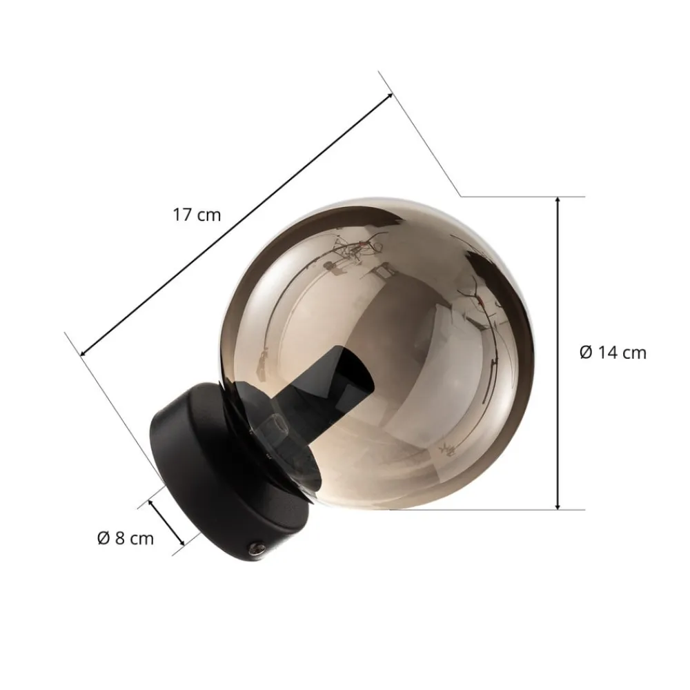 EMIBIG LIGHTING Væglamper|Væglamper > Væglampe Glassy, sort, grafit, glas, E14, Ø 14 cm
