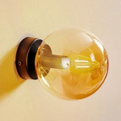 EMIBIG LIGHTING Væglamper|Væglamper > Væglampe Glassy, sort, ravfarvet, glas, E14, Ø 14 cm