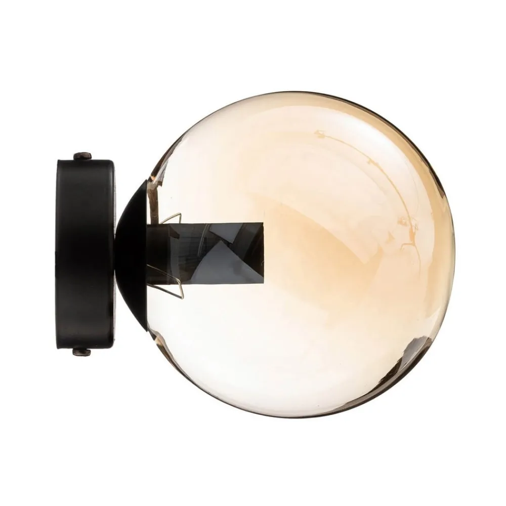 EMIBIG LIGHTING Væglamper|Væglamper > Væglampe Glassy, sort, ravfarvet, glas, E14, Ø 14 cm